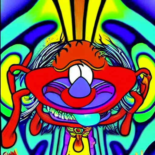 Image similar to ren and stimpy psychedelic dmt trip