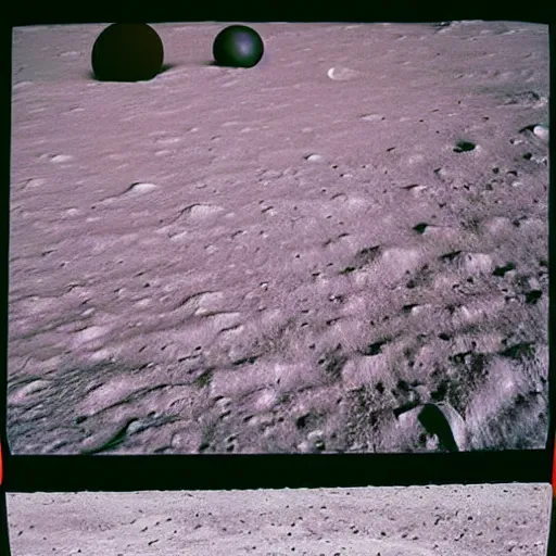 Image similar to the earth rising behind the moon's surface, taken by a polaroid camera.