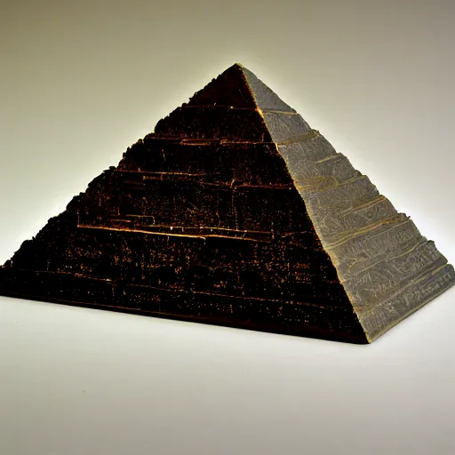 Prompt: Pyramid landscape made out of bronze