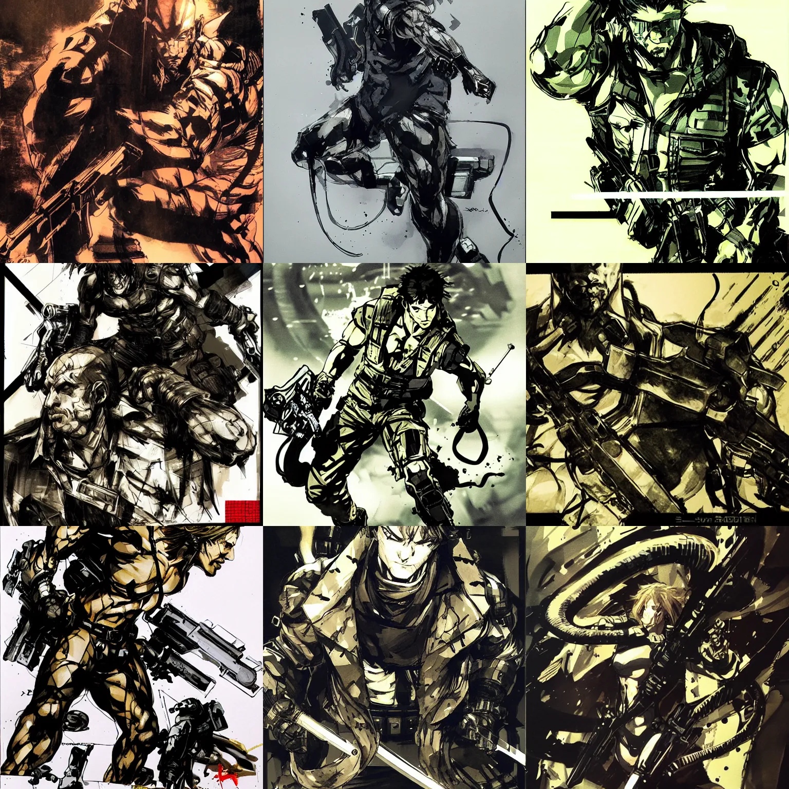 Prompt: soild snake by yoji shinkawa