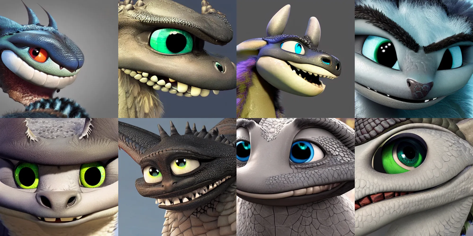 Prompt: close up headshot extremely detailed Concept, 3d Dragon concept artwork character design by Disney Pixar, in the style of ‘how to train your dragon’, ‘luca’, ‘zootopia’, ‘raya and the last dragon’ etc, high detail, detailed feathers, textures, scales and fur, 3d render