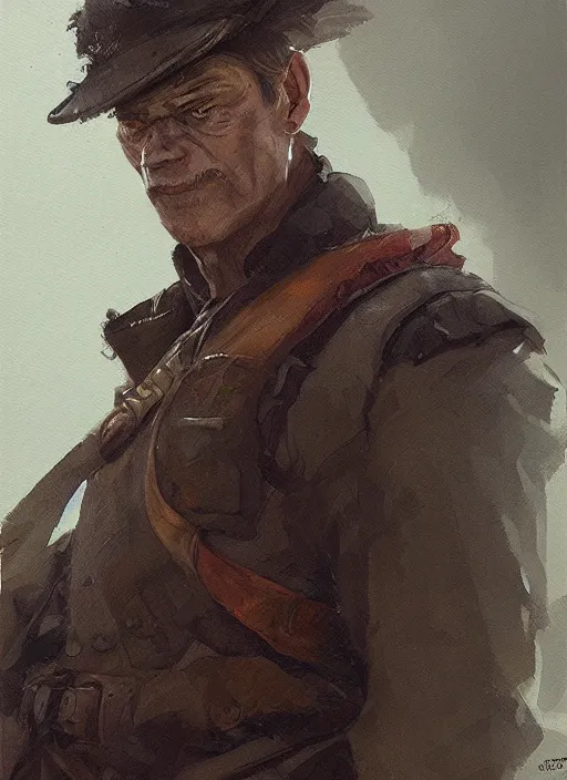 Image similar to a portrait of sam vimes, beautiful painting with highly detailed face by greg rutkowski and magali villanueve