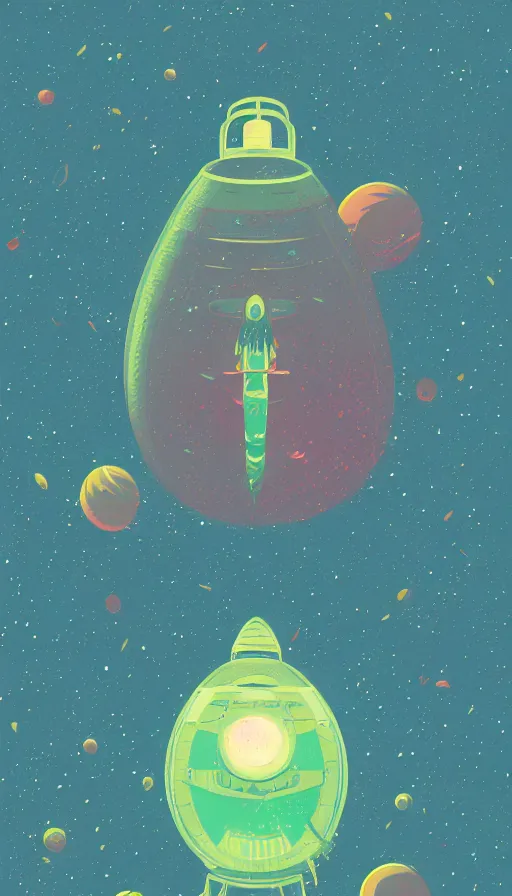 Prompt: space watermelon, sharp focus, james gilleard, moebius, print, risograph, cinematic, game art