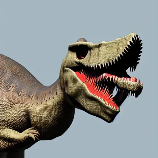 Image similar to “A 3D render of a Dinosaur in the metaverse, high quality, studio lighting”