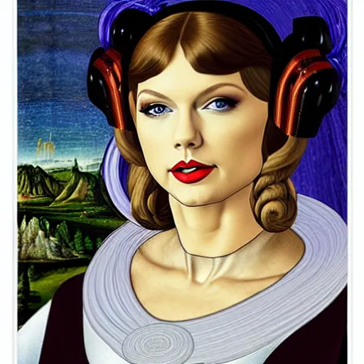 Image similar to taylor swift as princess leia, portrait by sandro botticelli