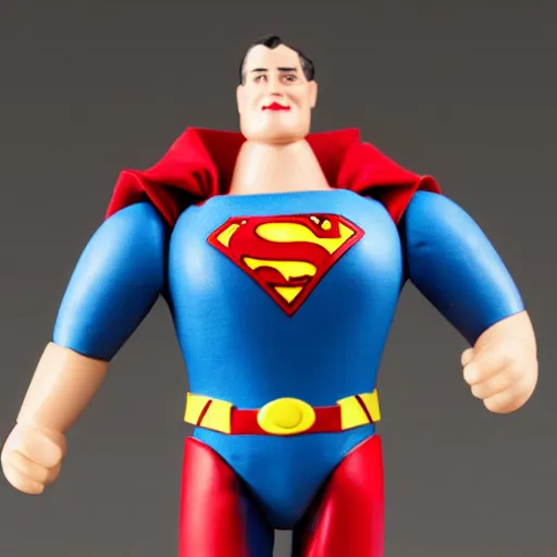 Prompt: A beautifully scupted Superman toy from the 1940s, articulated, professional photography