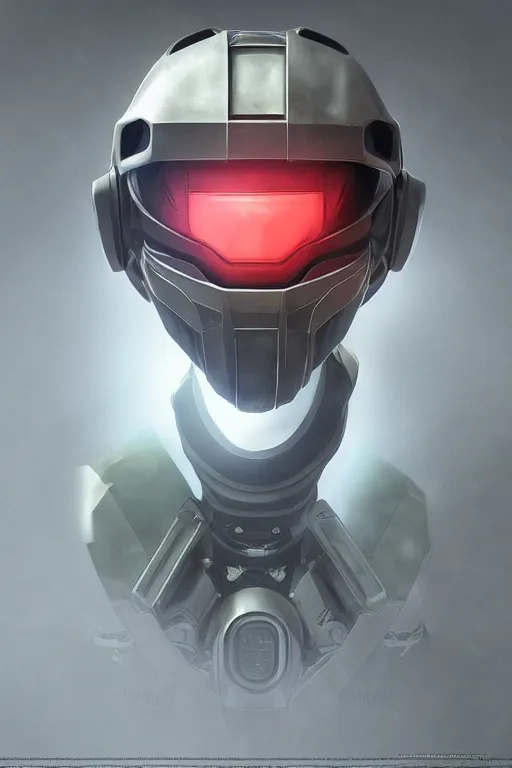 Image similar to robot ninja mask helmet halo master chief radiating a glowing aura global illumination ray tracing hdr fanart arstation by ian pesty and katarzyna da „ bek - chmiel