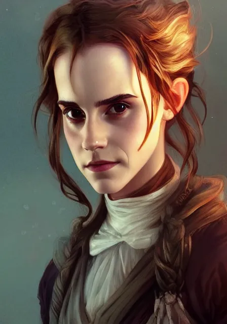 Image similar to emma watson hermione witch magic gothic, intricate, elegant, highly detailed, digital painting, artstation, concept art, smooth, sharp focus, illustration, art by artgerm and greg rutkowski and alphonse mucha and william - adolphe bouguereau