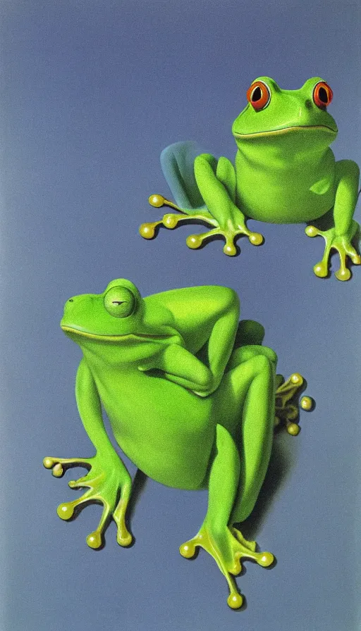 Prompt: cute frogs by René Magritte, detailed, 4k