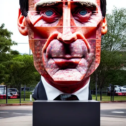 Image similar to uhd statue of john hamm made entirely of spam. spam john hamm. correct face. photo by annie leibowitz.