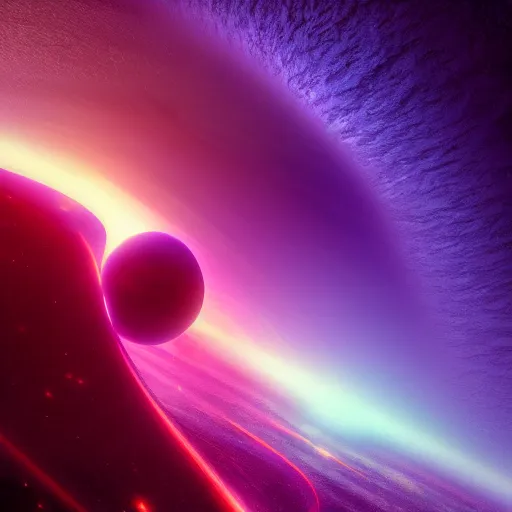 Image similar to the death of a giant black hole just before the big bang, unreal engine, octane render, vray, cinematic, epic, rule of thirds, vivid colors, neon colors