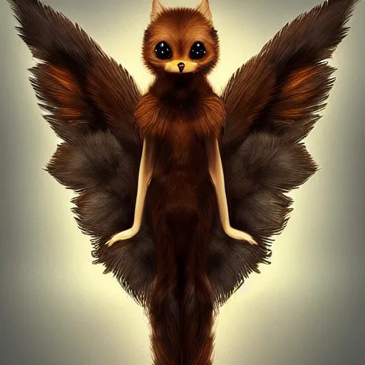 Prompt: cute creature with light brown fur and wings, surreal, concept art, digital art