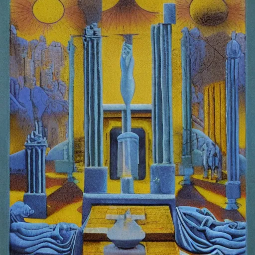 Prompt: a temple in the style of max Ernst