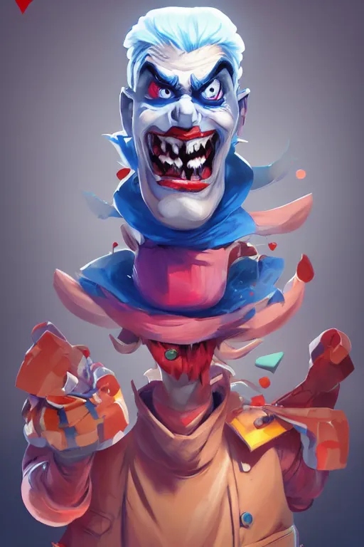 Image similar to wacky insane clown, video game character design , 2d game fanart, mobile game, behance hd by Jesper Ejsing, by RHADS, Makoto Shinkai and Lois van baarle, ilya kuvshinov, rossdraws global illumination