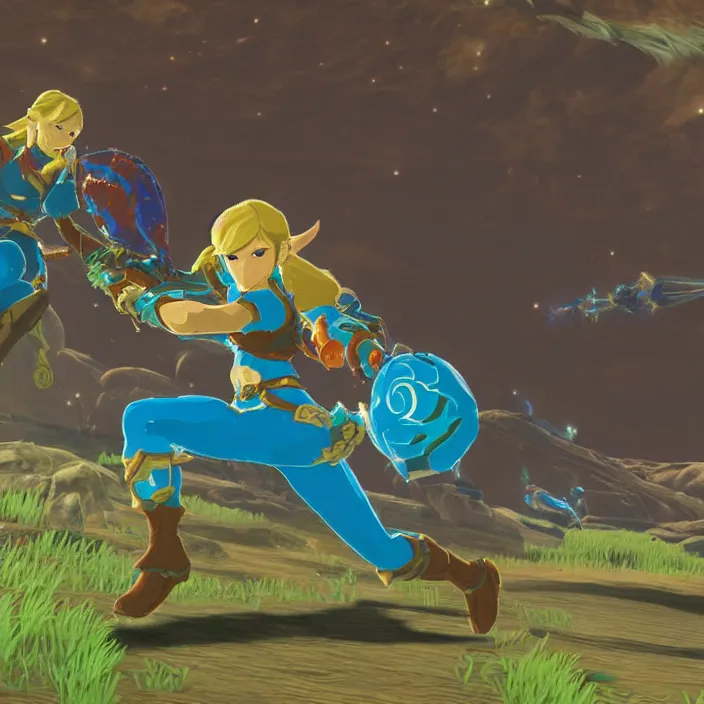 Image similar to Samus in The Legend of Zelda Breath of the Wild, detailed screenshot