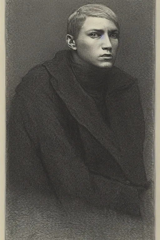 Image similar to portrait of eminem, Gustave Dore lithography