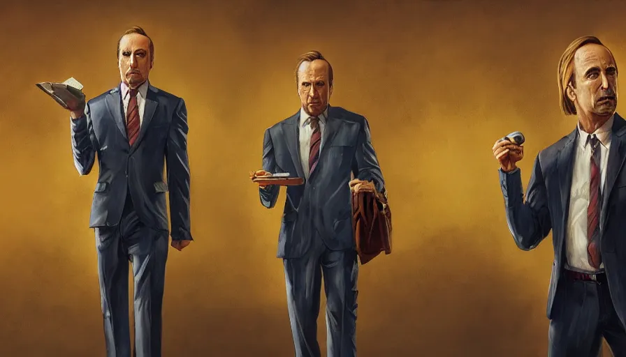 Prompt: concept art of better call saul, wallpaper, cinematic shot, oil painting by jama jurabaev, extremely detailed, brush hard, artstation, high quality, brush stroke