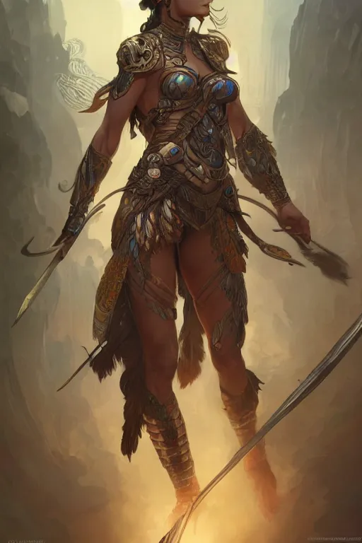 Image similar to female Amazon warrior looking fierce, sci-fi, fantasy, intricate, elegant, highly detailed, digital painting, artstation, concept art, smooth, sharp focus, illustration, art by artgerm and greg rutkowski and alphonse mucha