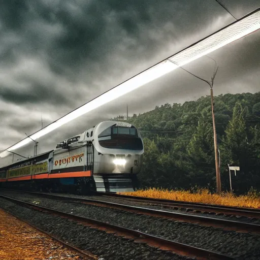 Image similar to train with 4 cars, full frame, eerie