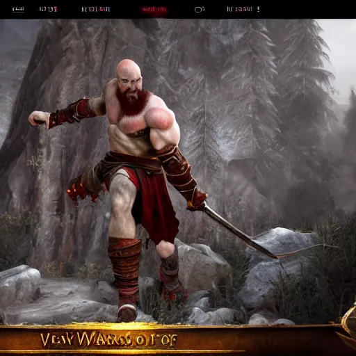 Image similar to in - game screenshot of kratos!!! from god of war in the video game league of legends!!!!