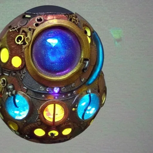 Image similar to steampunk firefly carrying prismatic orbs on it's back