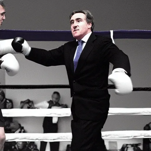 Image similar to Gordon Brown in a boxing match with David Cameron