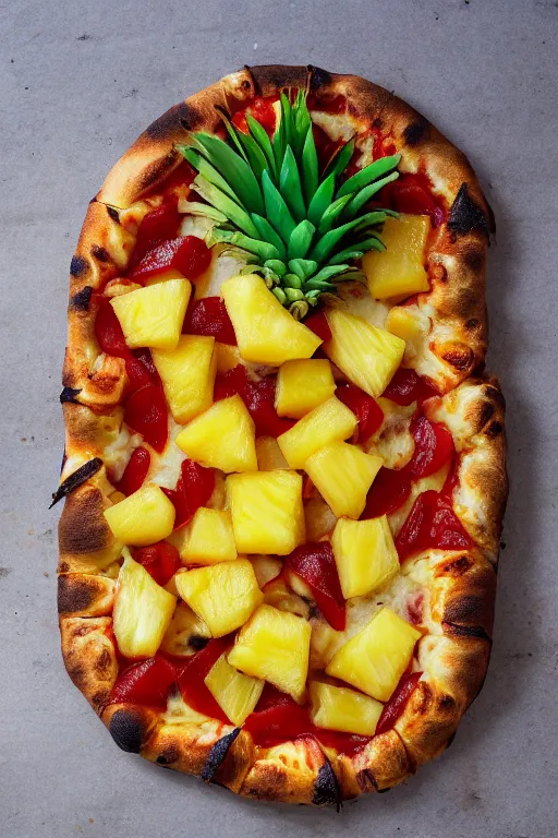 Image similar to pineapple wrapped in a pizza