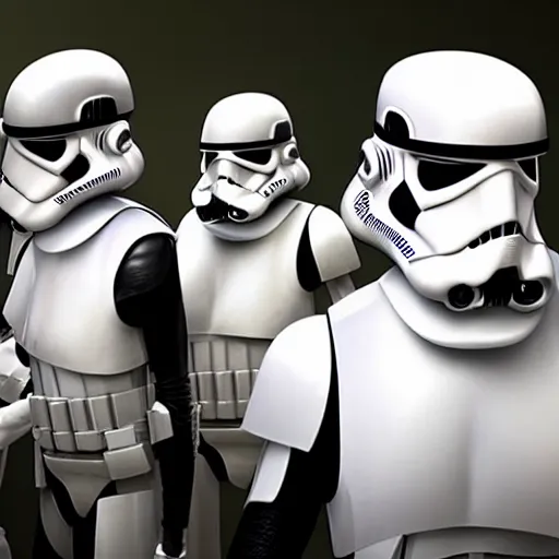 Image similar to 5 foot 1 0 fit man with short black beard and medium black well styled hair and 5 foot 7 woman with medium long dirty blonde hair with slightly wavy tendrils surrounding the face being captured by stormtroopers, highly detailed, high definition, ultra realistic