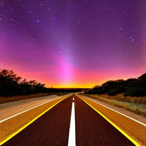 Prompt: “Texas road at night”