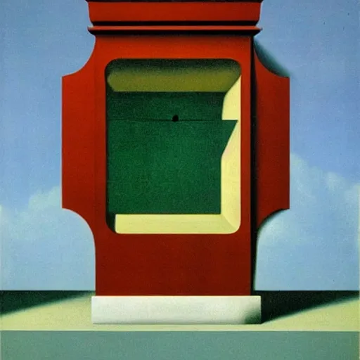 Prompt: a memory machine. rene magritte.