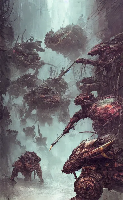 Prompt: rats in swamp with rotary cannons, explosions, front game card, drark, marvel comics, dark, intricate, highly detailed, smooth, artstation, digital illustration by ruan jia and mandy jurgens and artgerm and wayne barlowe and greg rutkowski and zdislav beksinski