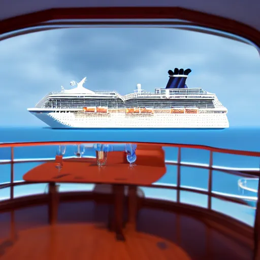 Image similar to a cruise ship on the ocean inside of a bottle, 4k, octane render