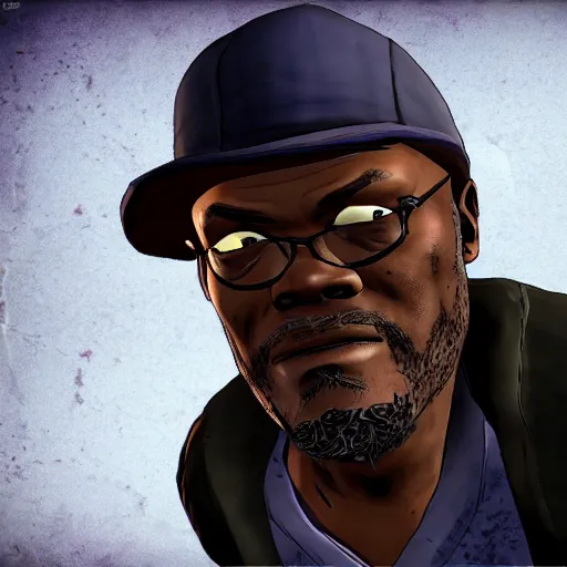 Image similar to samuel l. jackson walking dead telltale, jules, telltale games style, symmetric!!, 4 k full hd,