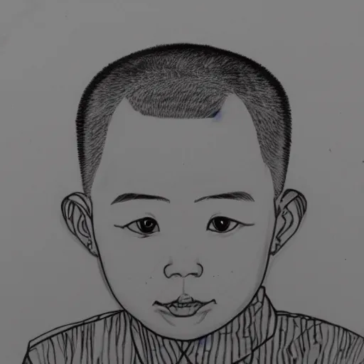 Image similar to chinese boy buzz cut one line drawing