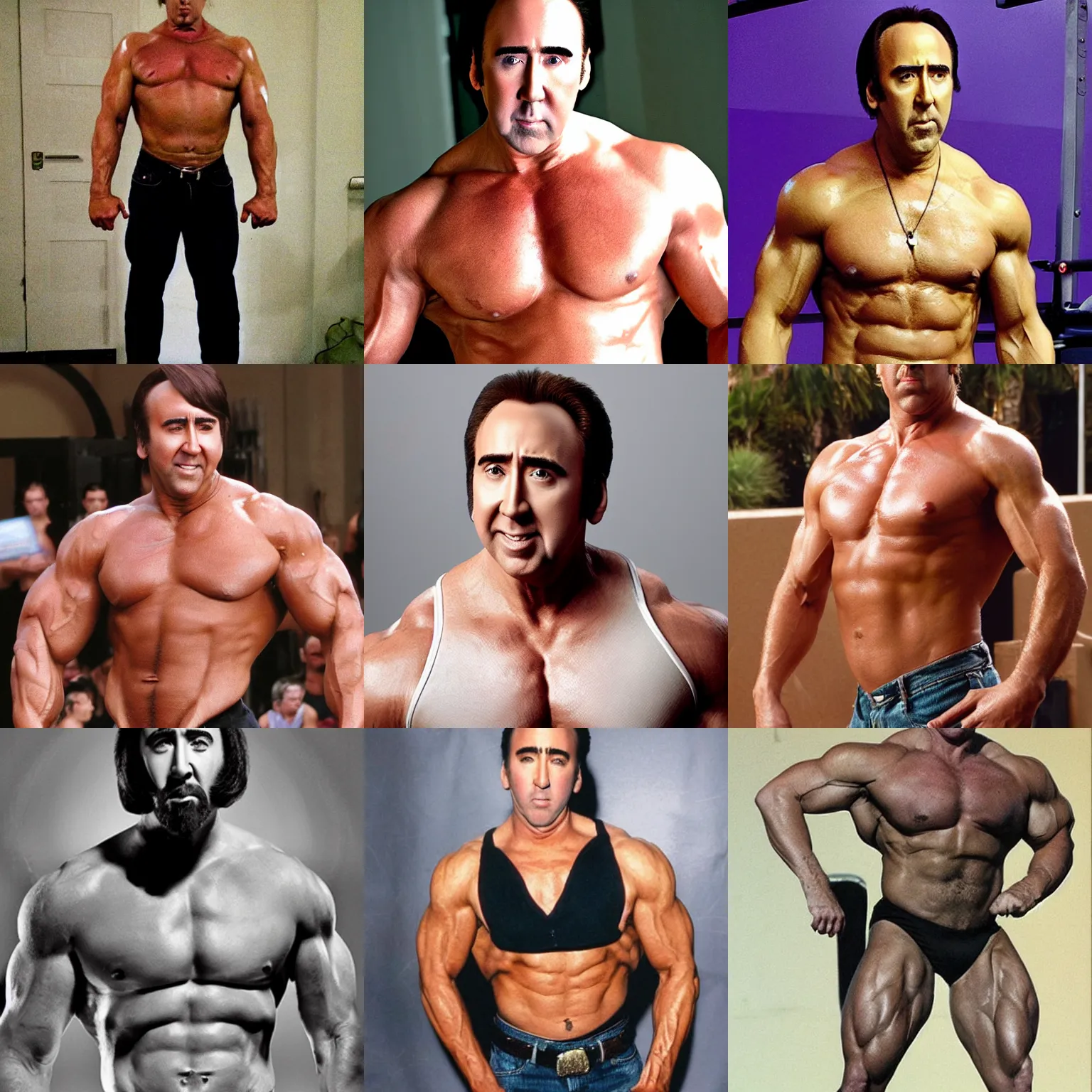 Prompt: bodybuilder Nicolas Cage