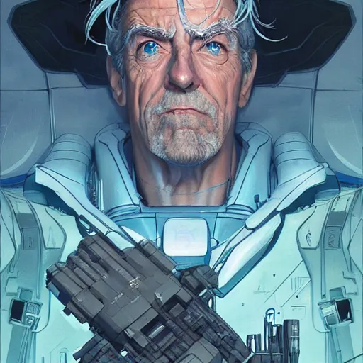 Image similar to 2 0 7 7 transformers rick sanchez portrait by charles vess and james jean and erik jones and rhads, inspired by ghost in the shell, beautiful fine face features, intricate high details, sharp, ultradetailed, 3 d octane render