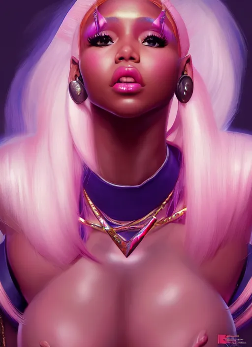 Image similar to nicki minaj, evangelion, au naturel, hyper detailed, digital art, trending in artstation, cinematic lighting, studio quality, smooth render, frostbite 3 engine rendered, art style by klimt and nixeu and ian sprigger and wlop and krenz cushart