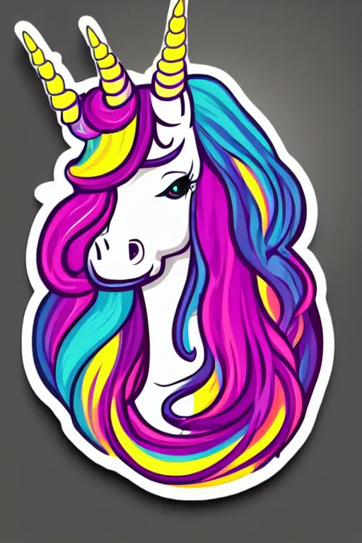 Image similar to A portrait of a gangster unicorn, sticker, highly detailed, colorful, illustration, smooth and clean vector curves, no jagged lines, vector art, smooth