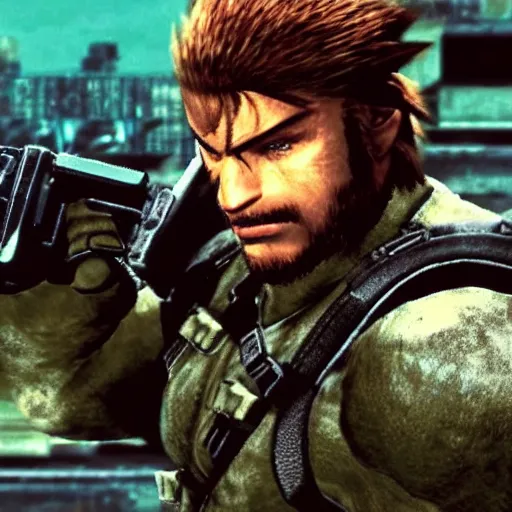 Image similar to “ a still of bowser in metal gear solid ( 1 9 9 8 ) ”