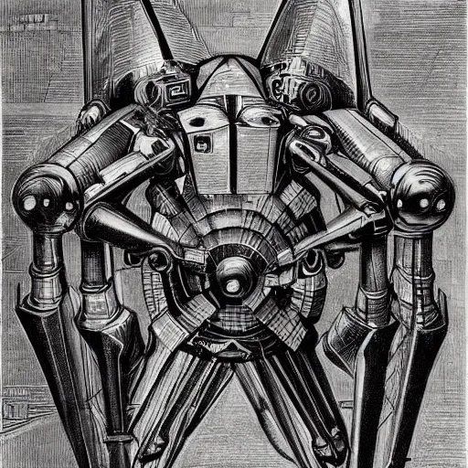 Image similar to combat mecha by m. c. escher, h. r. giger