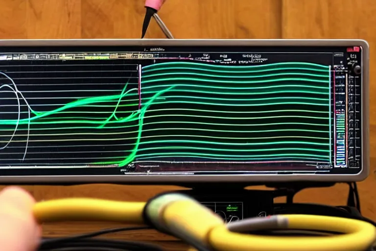 Image similar to an oscilloscope shaking a sound wave, wiggling a weasel, a stoat sinusoid spectacle : the wiggle and the wave