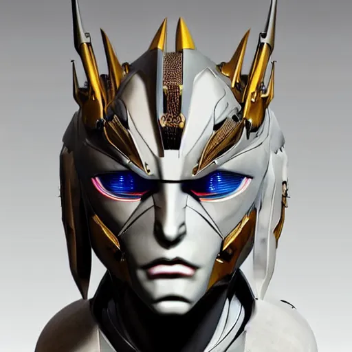 Image similar to a mecha version of a queen bust, with a nose ring piercing, tribal scarring, very symmetrical, highly detailed, by vitaly bulgarov, by joss nizzi, by ben procter, by steve jung, concept art, quintessa, metal gear solid, transformers cinematic universe, concept art world, pinterest, artstation, unreal engine