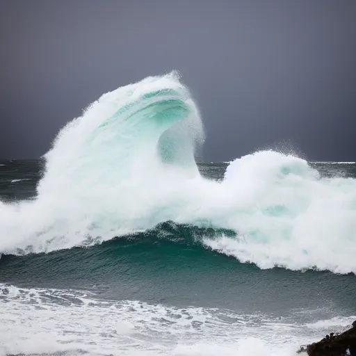 Image similar to a giant 3 0 0 ft wave, wave, giant, rough seas, weather, hurricane, wind, swell, ocean, sea, canon eos r 3, f / 1. 4, iso 2 0 0, 1 / 1 6 0 s, 8 k, raw, unedited, symmetrical balance, wide angle