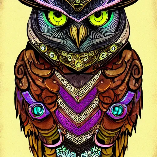 Image similar to owl, d & d style, trending on artstation, colorful, intricate, art by aurore folny