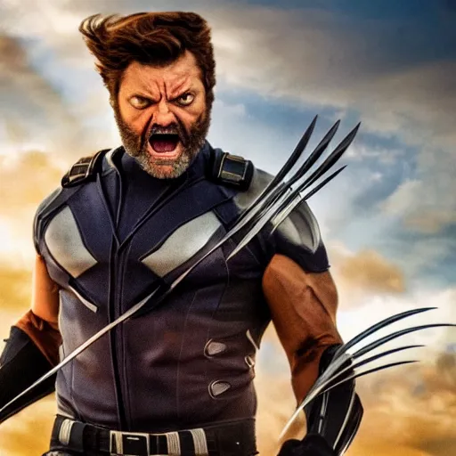 Image similar to wolverine in x - men suit played by nick offerman, logan marvel movie still, detailed 8 k, poster style, high resolution, photorealistic