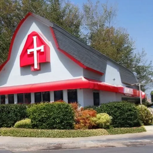 Image similar to church that resembles a kfc restaurant