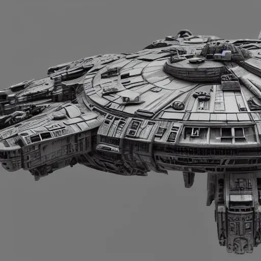 Prompt: millennium falcon, victorian, clockcore, detailed, weta digital, redshift render, caustic, 8 k