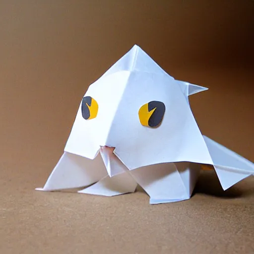 Prompt: spotted seal baby, paper, origami