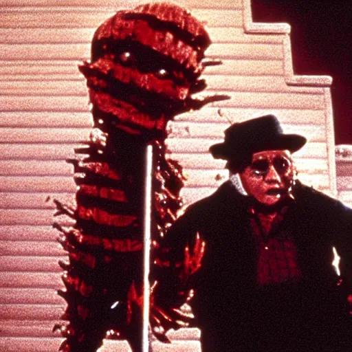 Image similar to Danny Devito as a Freddy Krueger in a Nightmare on Elm Street (1984)