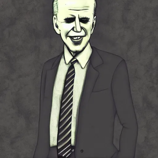 Prompt: grunge drawing of joe biden in the style of corpse bride